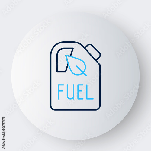 Line Bio fuel canister icon isolated on white background. Eco bio and barrel. Green environment and recycle. Colorful outline concept. Vector