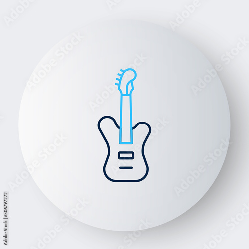 Line Electric bass guitar icon isolated on white background. Colorful outline concept. Vector