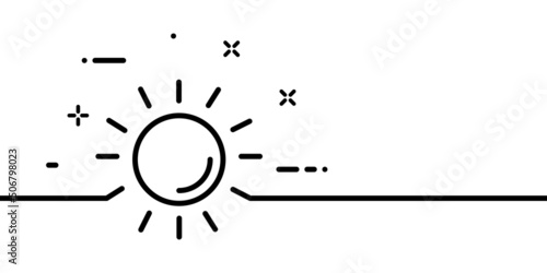 Sun line icon. Space, star, light, heat, day, summer, hot, warm. Nature concept. One line style. Vector line icon for Business and Advertising