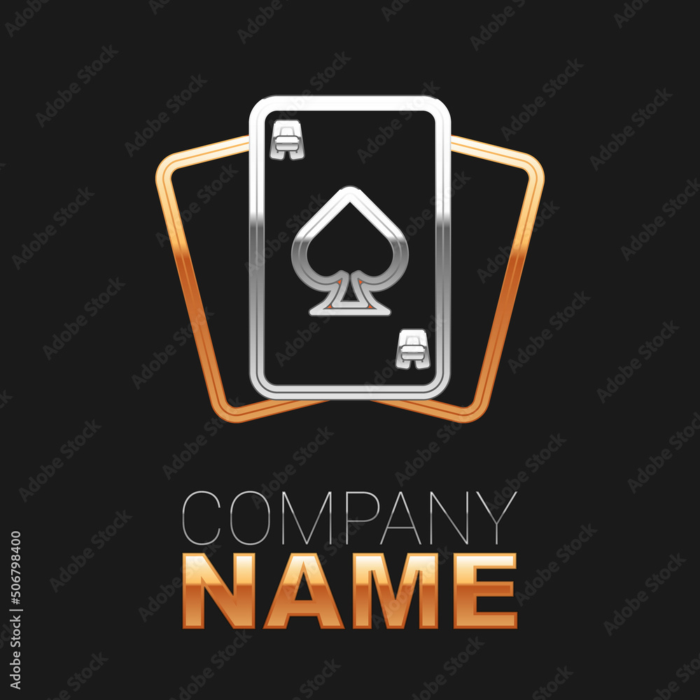 Line Playing cards icon isolated on black background. Casino gambling. Colorful outline concept. Vector Line Playing cards icon isolated on black background. Casino gambling. Colorful outline concept. Vector