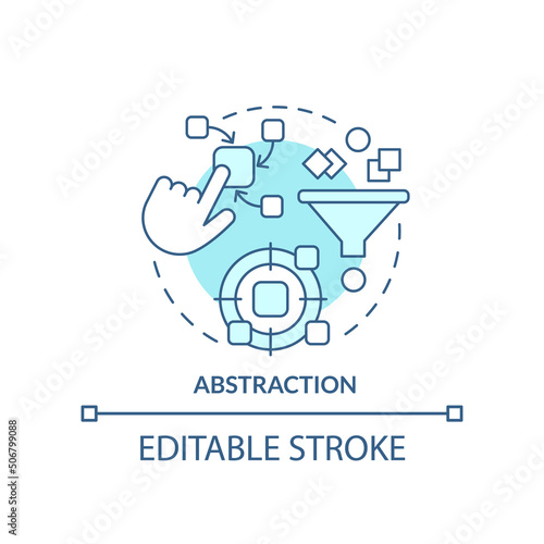 Abstraction turquoise concept icon. Define data. Feature of programming languages abstract idea thin line illustration. Isolated outline drawing. Editable stroke. Arial, Myriad Pro-Bold fonts used