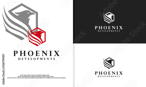 luxury phoenix building logo vector. Creative Phoenix bird logo vector design illustration, real estate logo design.