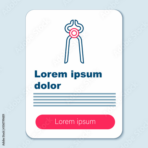 Line Blacksmith pliers tool icon isolated on grey background. Colorful outline concept. Vector