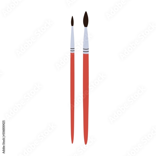 Premium Vector  Paint brushes for drawing, painting. paintbrushes of round  thin bristle type. artists tool, stationery. flat vector illustration  isolated on white background.