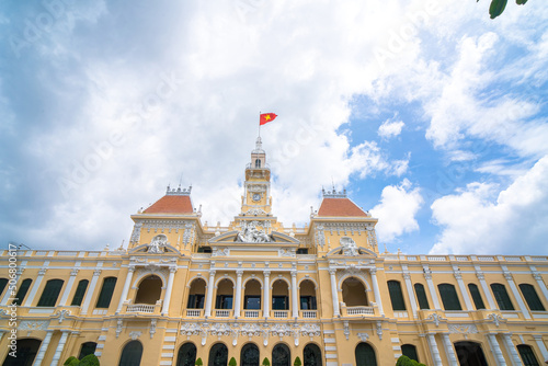 Ho Chi Minh, VIETNAM - MAY 22 2022: Scenic view of the Ho Chi Minh City Hall in Vietnam. Ho Chi Minh City is a popular tourist destination of Asia. photo