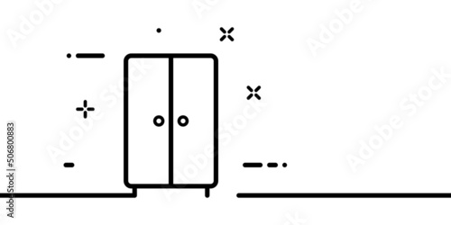 Closet line icon. Wardrobe, things, clothes, hang, hanger, home, family. Furniture concept. One line style. Vector line icon for Business and Advertising