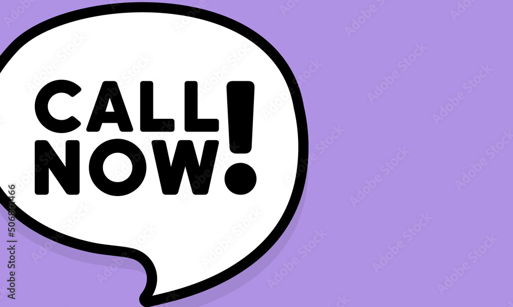 Speech bubble with Call now text. Boom retro comic style. Pop art style. Vector line icon for Business and Advertising Speech bubble with Call now text. Boom retro comic style. Pop art style. Vector line icon for Business and Advertising