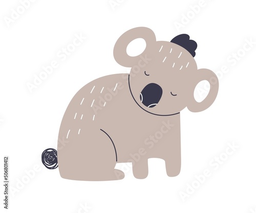 Cute small koala. Funny tropical jungle bear. Adorable baby animal in Scandin...
