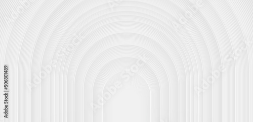 Fototapeta Naklejka Na Ścianę i Meble -  Abstract modern white background with grey curve lines pattern. Simple clean white texture. Minimal geometric arch stripes. Halftone lines. Vector illustration