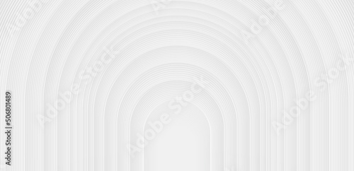 Abstract modern white background with grey curve lines pattern. Simple clean white texture. Minimal geometric arch stripes. Halftone lines. Vector illustration