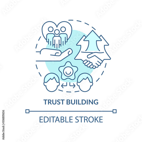 Trust building turquoise concept icon. Attribute of inclusive leadership abstract idea thin line illustration. Isolated outline drawing. Editable stroke. Arial, Myriad Pro-Bold fonts used