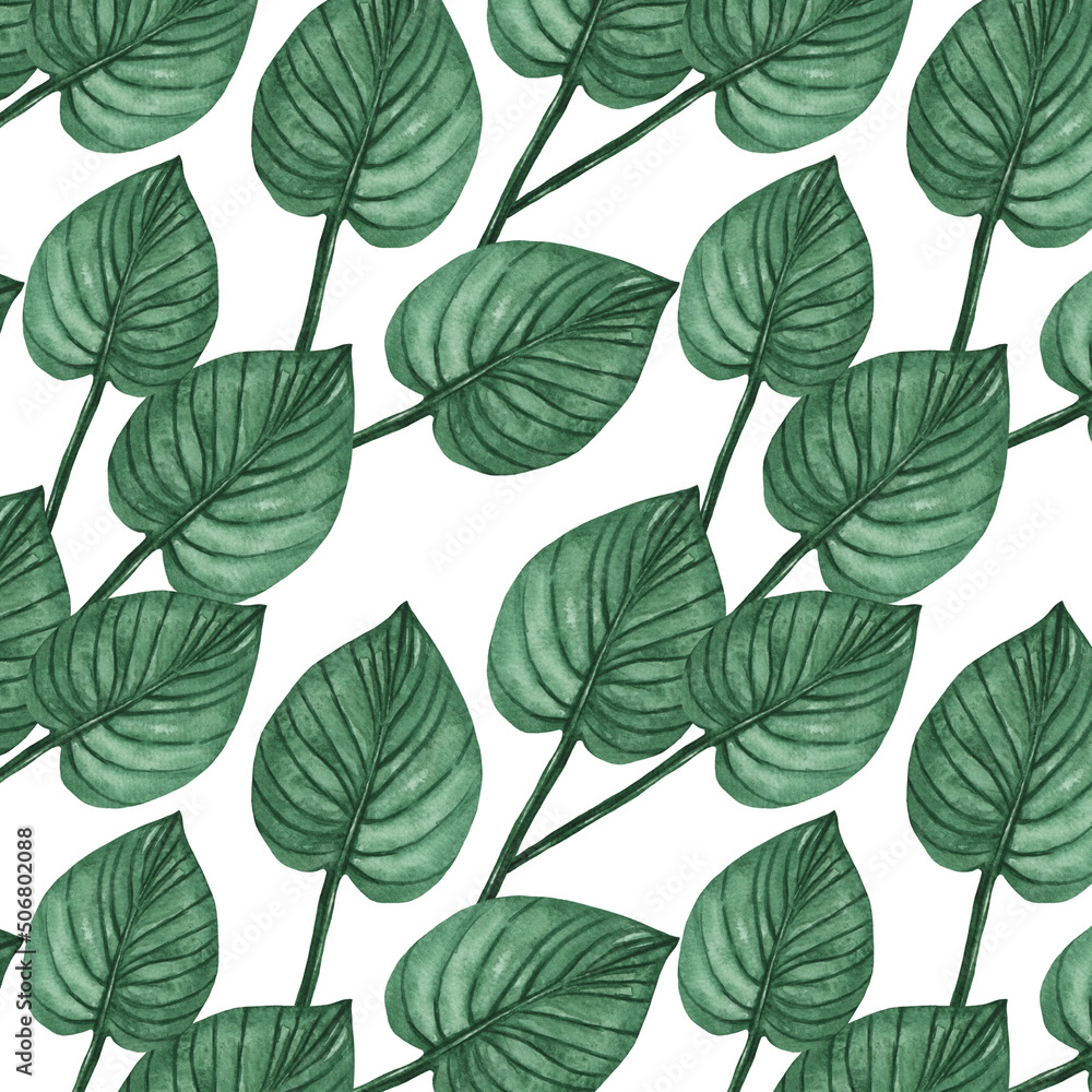 Obraz premium Tropical seamless pattern with palm leaves. Modern abstract design for paper, cover, fabric, interior decor and other users.