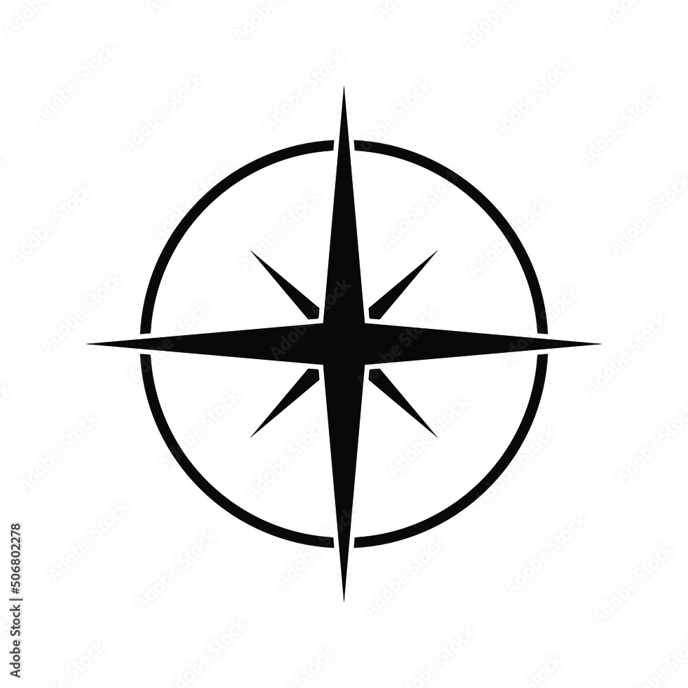 Compass icon in flat design. vector illustration Compass icon in flat design. vector illustration