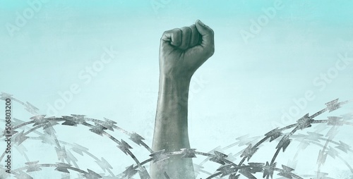 Billede på lærred Political art, Concept idea of  freedom of expression and, surreal painting, fis