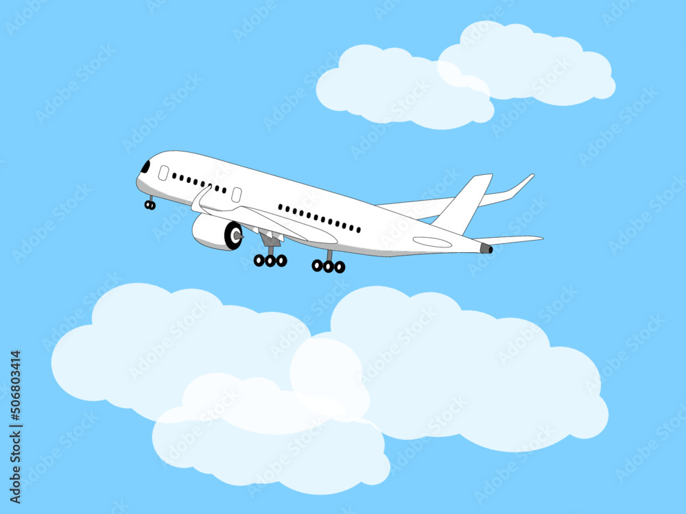Obraz premium 飛んでいる飛行機のイラスト 