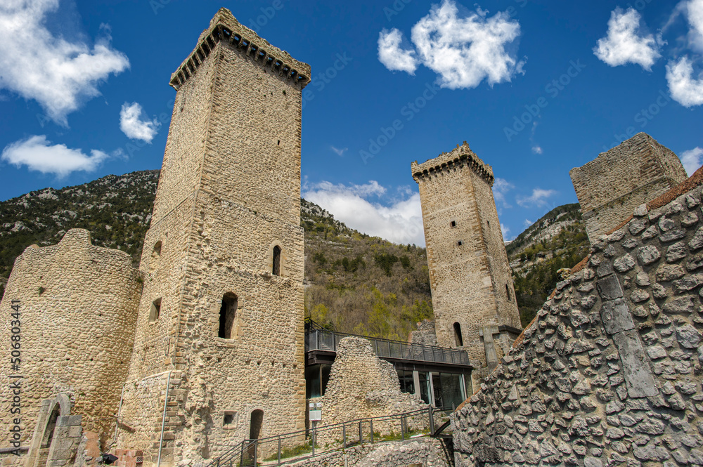 Pacentro in Abruzzo, Italy. It is a medieval village in the Maiella National Park.