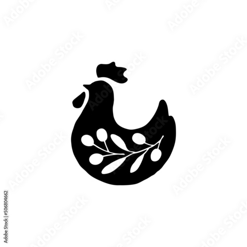 chicken and olive black silhouette vector symbol design