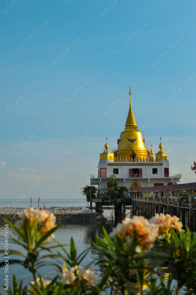 The Pagoda of Wat Hong thong temple is situated at the seaside, Bang Pakong District, Chachoengsao city, Thailand