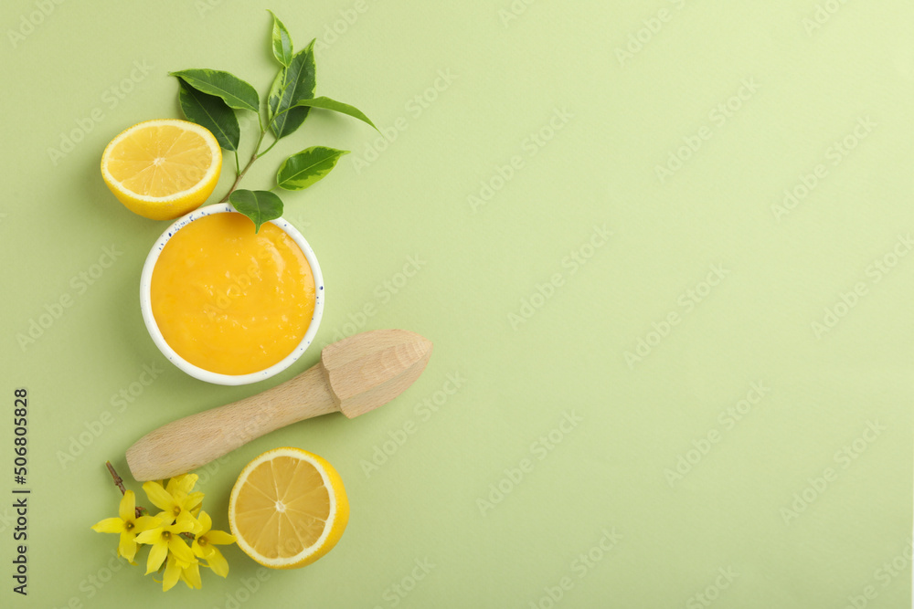 Concept of tasty food with lemon curd, space for text Concept of tasty food with lemon curd, space for text