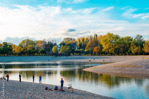 Fototapeta Naklejka Na Ścianę i Meble -  Beautiful view of Bundek lake in spring, Zagreb, Croatia