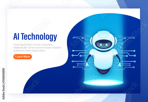 Character bot for mobile app design. Artificial intelligence. © Hanna
