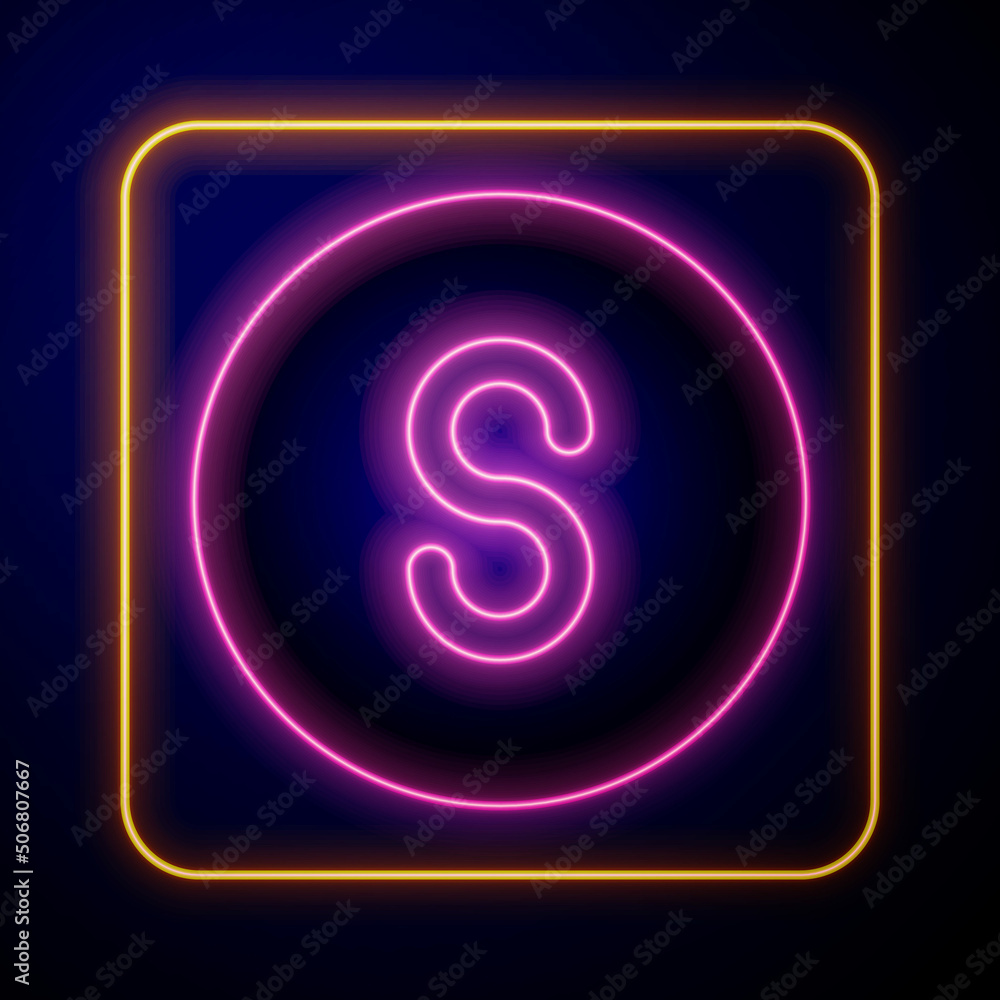 Glowing neon Compass south icon isolated on black background. Windrose navigation symbol. Wind rose sign. Vector Glowing neon Compass south icon isolated on black background. Windrose navigation symbol. Wind rose sign. Vector