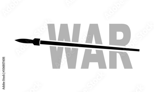 Missile rocket warhead weapon launch frying air strikes with text war broken on white background icon flat vector design.