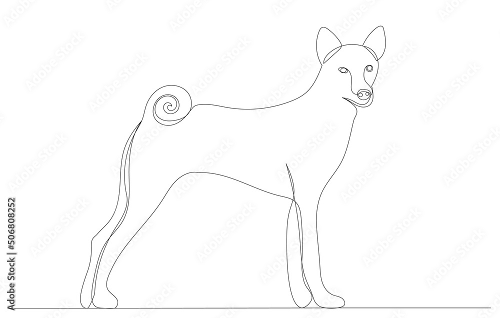 Obraz premium dog drawing in one continuous line, isolated