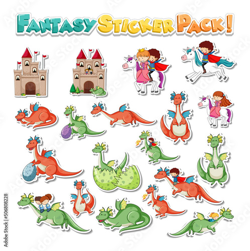Sticker set of Fairy tale characters
