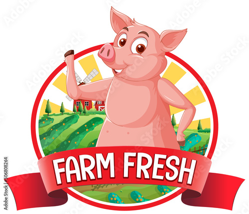 Pig farm fresh logo for pork products