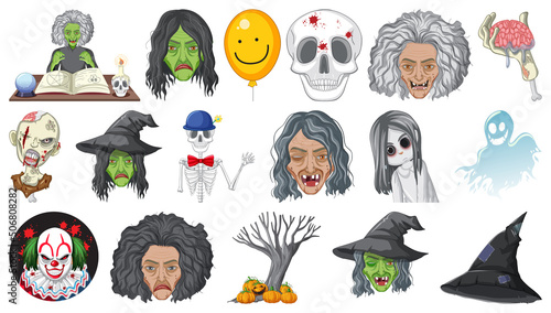 Halloween set with scary monsters