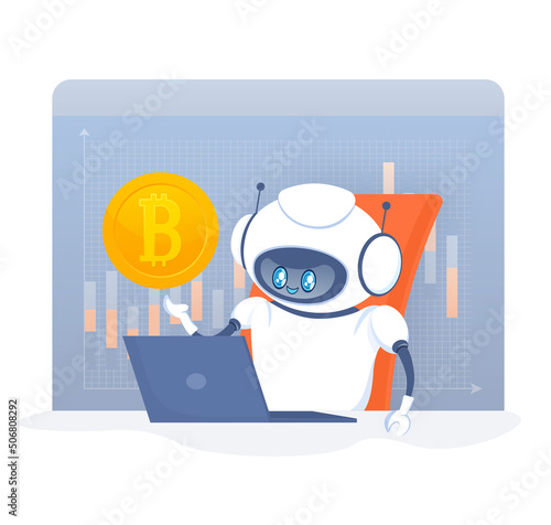 Trading bot. Stock trading concept. Artificial intelligence. Abstract background