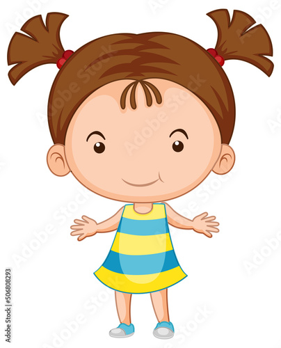 Cute girl cartoon character on white background