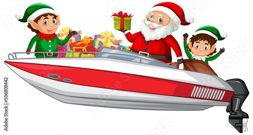 Delivery Christmas gift on speed boat