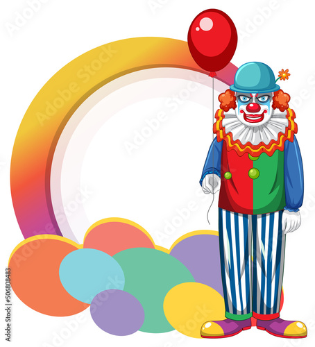 Clown cartoon character with empty banner