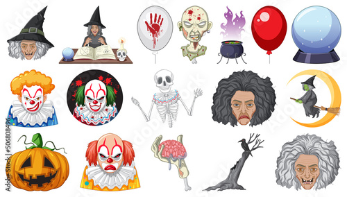 Halloween set with scary monsters