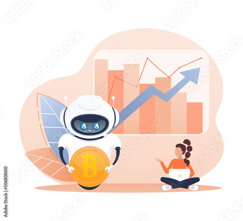 Trading bot. Stock trading concept. Artificial intelligence. Abstract background