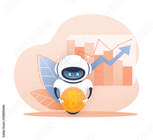 Trading bot. Stock trading concept. Artificial intelligence. Abstract background