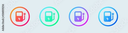 Electromobile charging station sign in gradient colors.