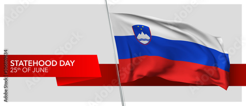 Slovenia statehood day vector banner, greeting card.