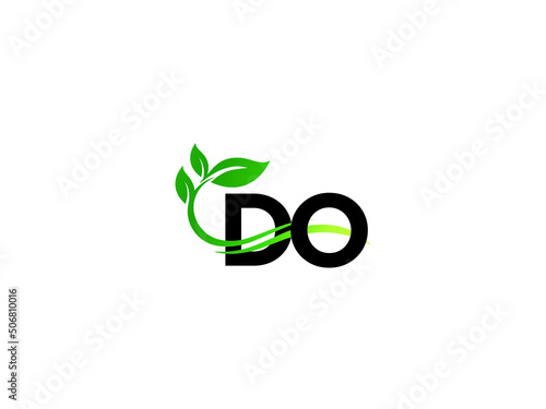 Premium DO Logo, Letter Do od Logo Letter Vector Icon With Green Leaf