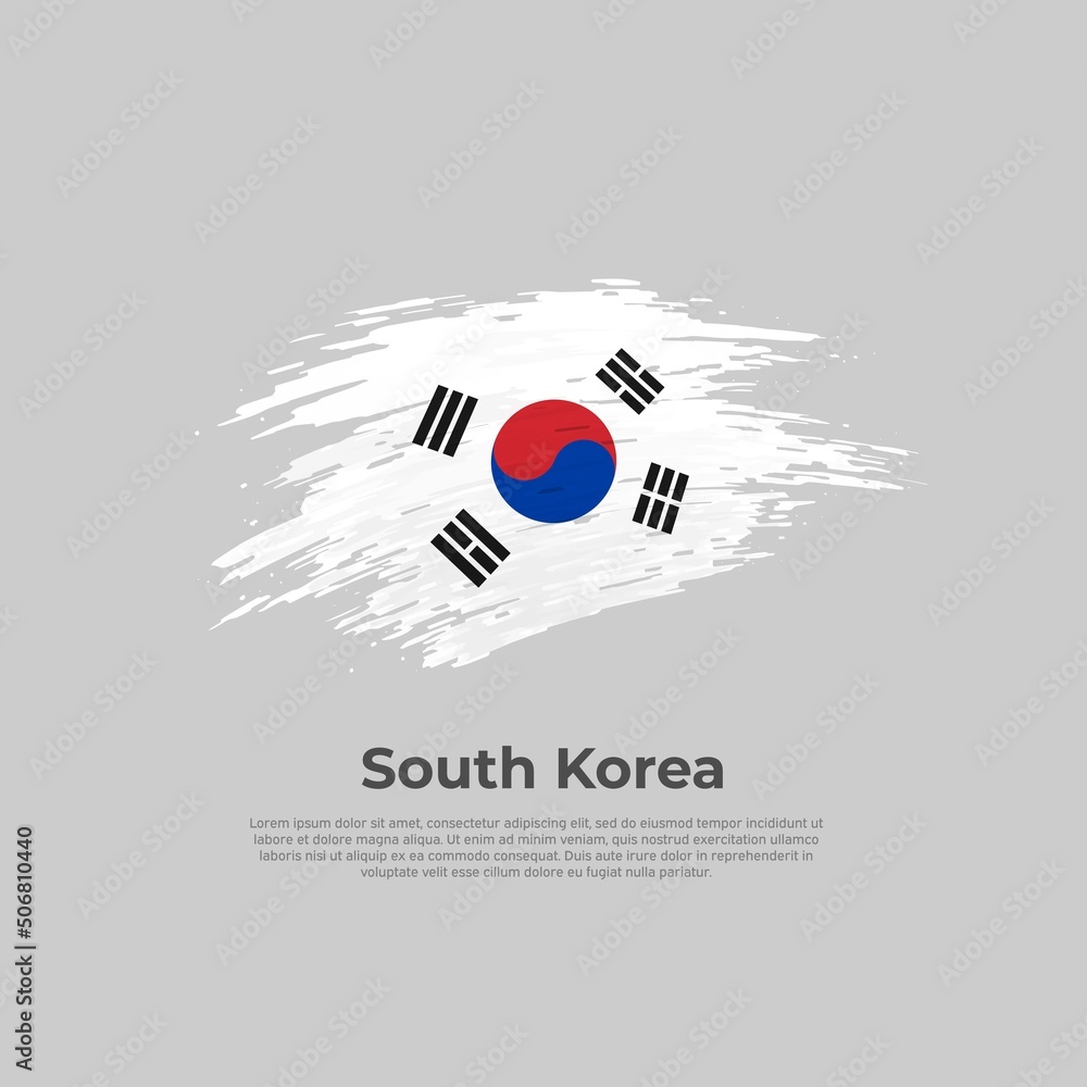 South Korea flag. Brush strokes. Stripes colors of the south korean