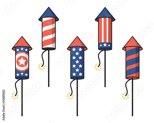 4th of July Fireworks Vector Set