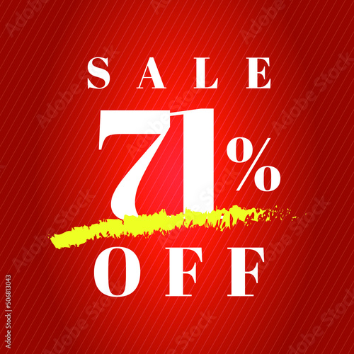 71% off tag seventy one percent discount sale white letter red gradient background