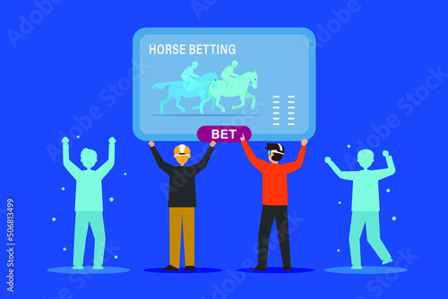 Metaverse online horse betting flat vector illustration concept for banner, website, illustration, landing page, flyer, etc