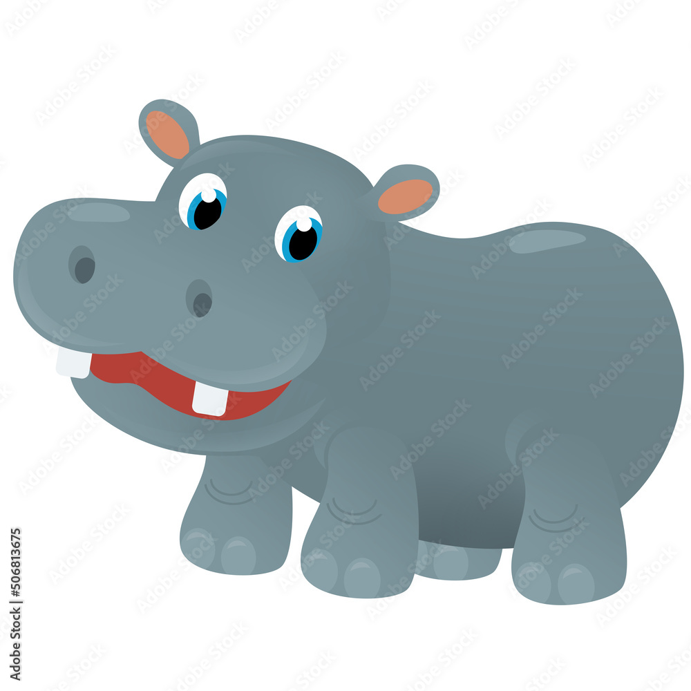 cartoon scene with hippo hippopotamus