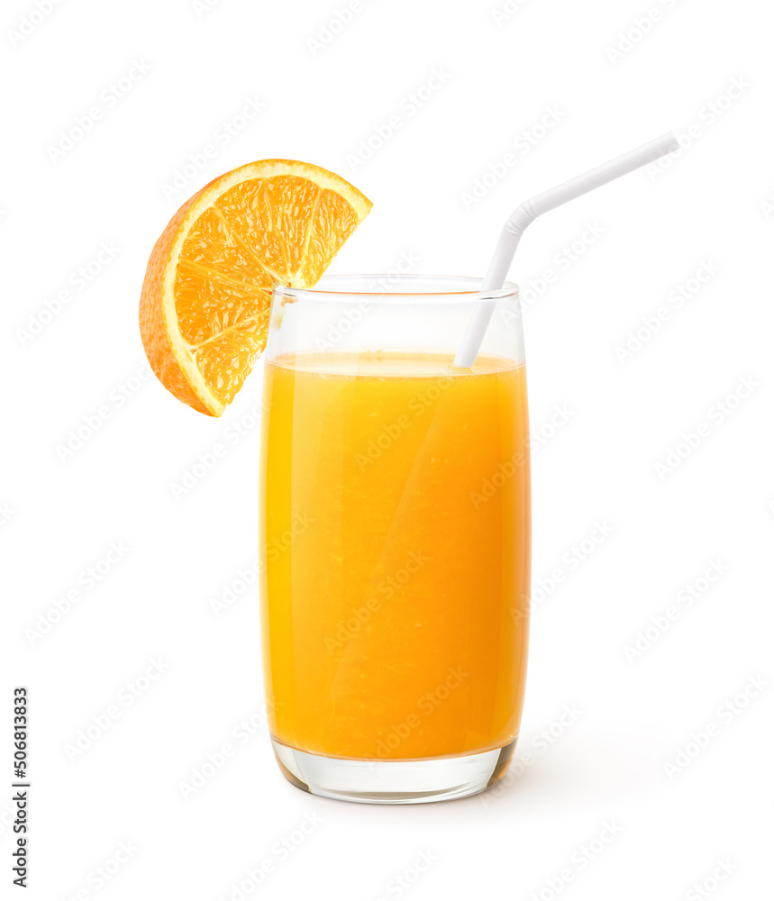 Natural Orange juice with sliced isolate on white background. Natural Orange juice with sliced isolate on white background.