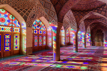 Beautiful view of prayer hall at the Nasir al-Mulk Mosque