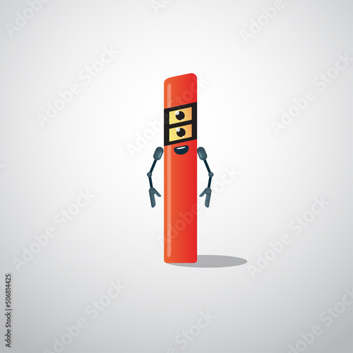 Verge Marker Post Character. Bollard, Milestone Traffic guide. Vector Illustration