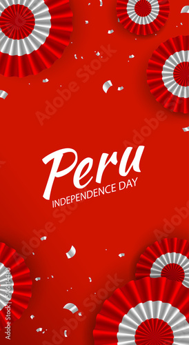 Vector Illustration of Peru Independence Day. Celebration banner. Cockade national symbol of Peru
